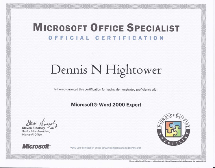 Word 2000 - MOS Expert Certification